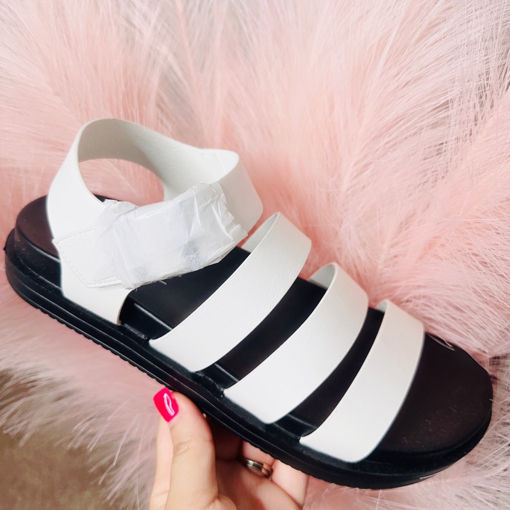 White velcro sandals